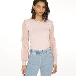 Generation Love NWT 100% Silk Joni Top Long Sleeves, Light Pink, size L